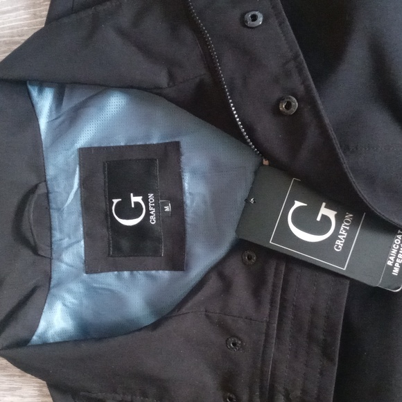 NWT Grafton Black Raincoat for Men Size Medium - Picture 3 of 6